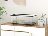 50L Glass Turtle Tank Aquarium with Basking Platform, Easy Drainage, Strip Patch Thermometer T3398P350009