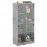 Highboard with Doors Concrete Grey 68x37x142 cm Engineered Wood 3295860