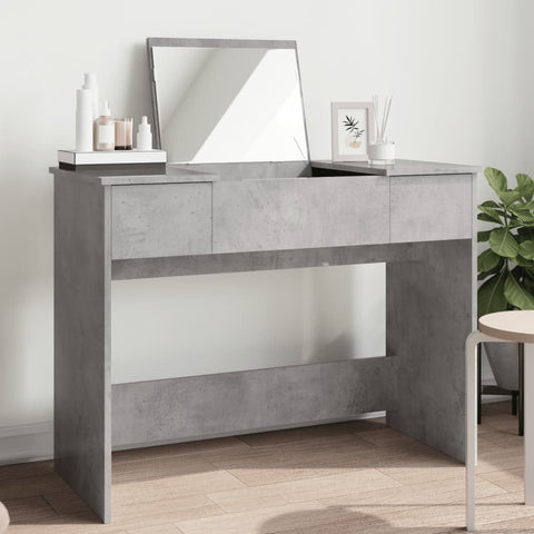 ZNTS Dressing Table with Mirror Concrete Grey 100x45x76 cm 840698