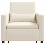 Pull out Sofa Bed Single Cream white 90 x 165 x 87 cm Fabric 42002696