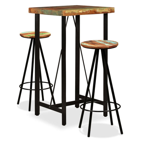 Bar Set 3 Pieces Solid Reclaimed Wood 275140