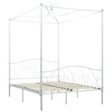Bed Frame without Mattress with Canopy White 140x200 cm Metal 284471