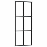 Sliding Door with Hardware Set Black 76x205 cm ESG Glass 3375784