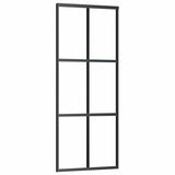 Sliding Door with Hardware Set Black 76x205 cm ESG Glass 3375784