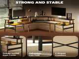 'L' Shaped Work Desk, with LED Lights - Black T3398P344516