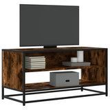 TV Cabinet Smoked Oak 91x40x46 cm Engineered Wood and Metal 848886
