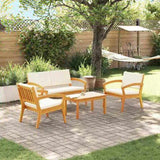 Bistro Set with Cushion 4 pcs Brown Polyester 3328613