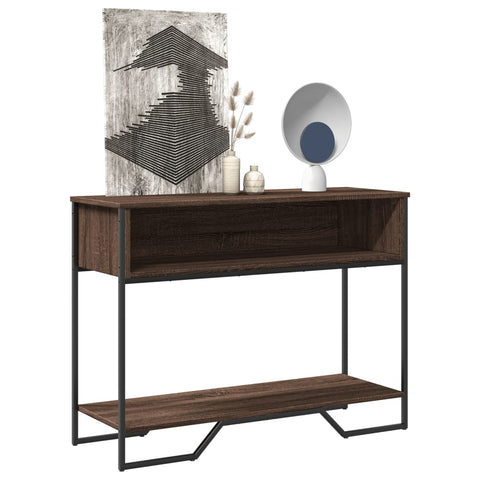 ZNTS Console Table Brown Oak 100x35x74.5 cm Engineered Wood 848533