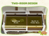 Wooden Tortoise House, with Shelter, Run, Shelf, Lamp Holder, Tray - Brown T3398P350000