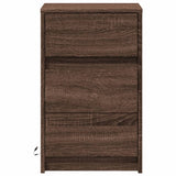 ZNTS Bedside Cabinet with LED Lights Brown Oak Engineered Wood 852018