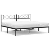 Metal Bed Frame without Mattress with Headboard Black 193x203cm 372283
