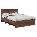 Bed Frame with Headboard Brown Oak 140 x 200 cm Engineered Wood 3408857