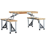 Folding Camping Table with 4 Seats Steel Aluminium 47687