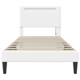Bed Frame with LED Strip Lights White 90 x 190 cm Faux Leather 42028038