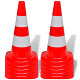 10 Reflective Traffic Cones Red and White 50 cm 141818