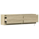 TV Wall Cabinet with LED Lights Sonoma Oak 140x31x38 cm 852371