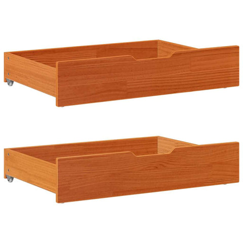 ZNTS Under-Bed Drawers 2 pcs Wax Brown 85x55x17 cm Solid Wood Pine 850928