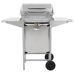 Gas BBQ Grill with 2 Cooking Zones Silver Stainless Steel 44274