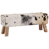 Bench 110 x 30 x 45 cm Real Leather Black and White 42042116