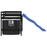 Kids' Loft Bed with Curtains without Mattress White&Black 80x200cm 3207015