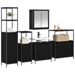 ZNTS 5 Piece Bathroom Furniture Set Black Oak Engineered Wood 3328384