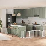Dog Gate with Door Foldable 10 Panels White 800 cm Poplar Wood 3155619