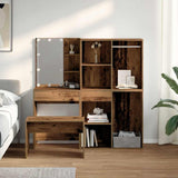 Dressing Table Set with LED Old Wood Engineered Wood 3329181