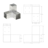 Post Connectors 4 pcs Y Shape Galvanised Metal 81x81 mm 145466