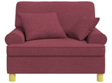 XL Armchair with Cushions Wine Red Fabric 42043486