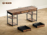 120cm Computer Desk with Power Outlets, Office Desk Study Table with Fabric Drawers and Storage T3398P343163