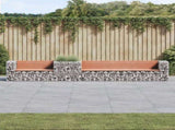 Garden Bench With Gabion Basket Wooden, Silver 3196249