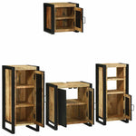 Bathroom Furniture Set with Shelf 4 pcs Brown Solid Mango Wood 3305654