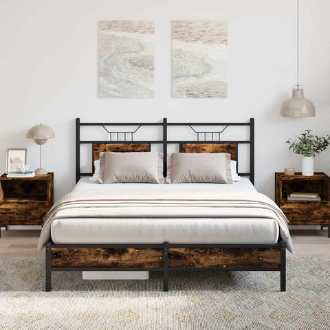 Bed Frame without Mattress Smoked Oak 137x190 cm Engineered Wood 4106889