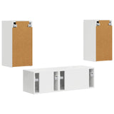 TV Wall Cabinet Set 4 pcs High Gloss White Engineered Wood 3408911