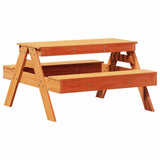 Picnic Table for Kids Wax Brown 88x97x52 cm Solid Wood Pine 844656