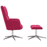Relaxing Chair with a Stool Wine Red Velvet 328133