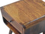 Solid Wood Mini Chestnut Curve Lower Bedside, 1 Drawer and Open Slot, Dark Brown B2743P402922