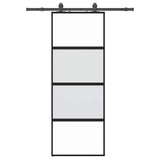 Sliding Door with Hardware Set Black 76x205 cm Tempered Glass 3375917