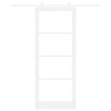 Sliding Door ORKDAL White 93 x 232 cm Solid Pine Wood and Glass 3332096