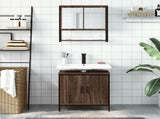 2 Piece Bathroom Furniture Set Brown Oak Engineered Wood 3214664