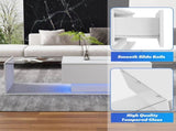 LED Coffee Table, Modern High Gloss Coffee Table, Center Table with Glass, Modern Coffee Table for N605P225557W