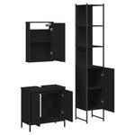 ZNTS 3 Piece Bathroom Furniture Set Black Engineered Wood 3214800