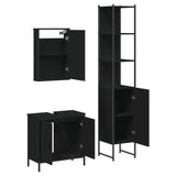 ZNTS 3 Piece Bathroom Furniture Set Black Engineered Wood 3214800