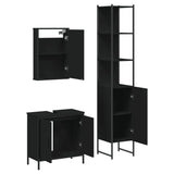 3 Piece Bathroom Furniture Set Black Engineered Wood 3214800