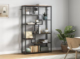 Seven-Tier Geometric Bookcase - Brown/Black T3398P423549