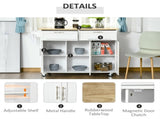 Kitchen Island Utility Cart, with 2 Storage Drawers & Cabinets for Dining Room, White T3398P344624