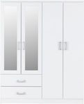 ZNTS Charles 4 Door 2 Drawer Mirrored Wardrobe 100-101-074