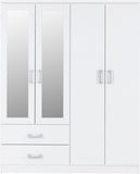 ZNTS Charles 4 Door 2 Drawer Mirrored Wardrobe 100-101-074