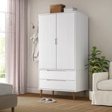 Wardrobe MOLDE White 90x55x175 cm Solid Wood Pine 350523