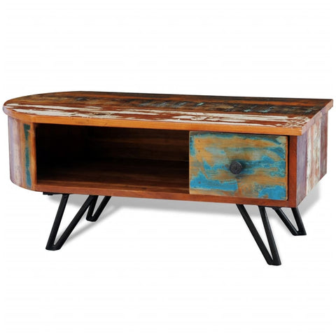 Coffee Table with Iron Pin Legs Solid Reclaimed Wood 241642
